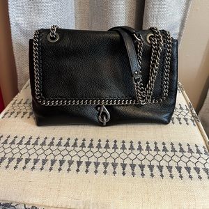 Rebecca Minkoff Edie Chain-Trimmed Leather Shoulder Bag